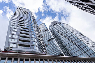 The towers of The Four building in Frankfurt.