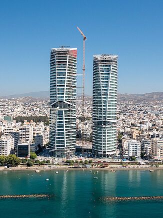 Mixed-use tower trio on the beach in Limassol.