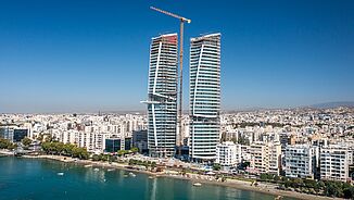 Mixed-use tower trio on the beach in Limassol.